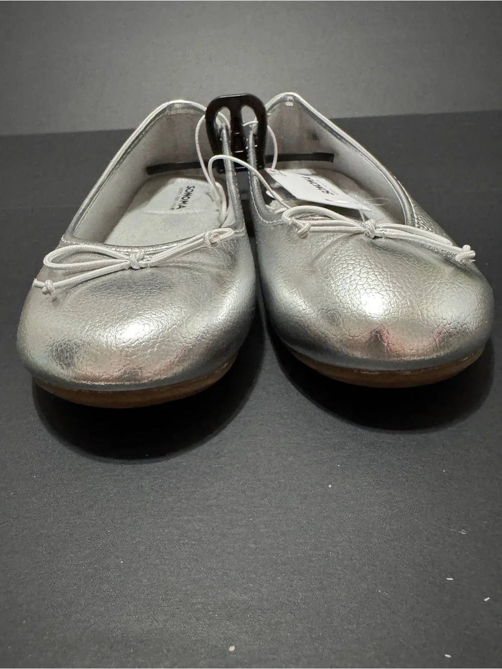 Sonoma Metallic Silver Bow Ballet Flats
